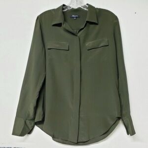 Madewell 100% Silk Olive Green Women's Blouse size M
